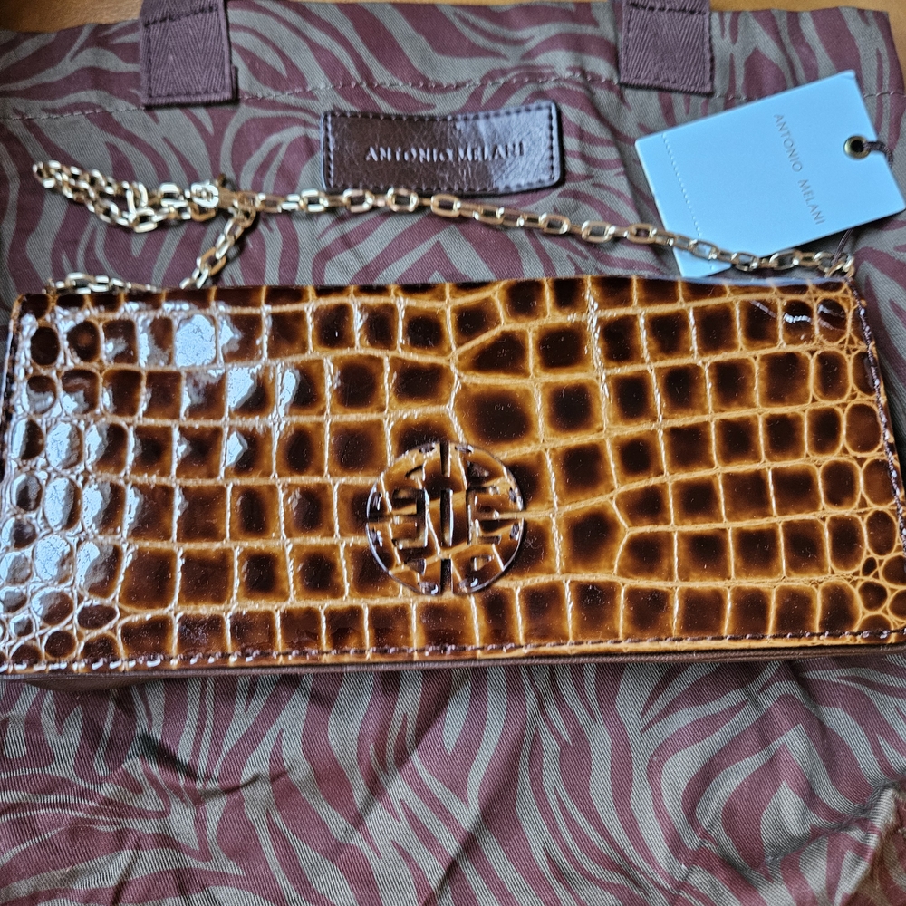 Antonio Melani Tan Croc Embossed Bag
